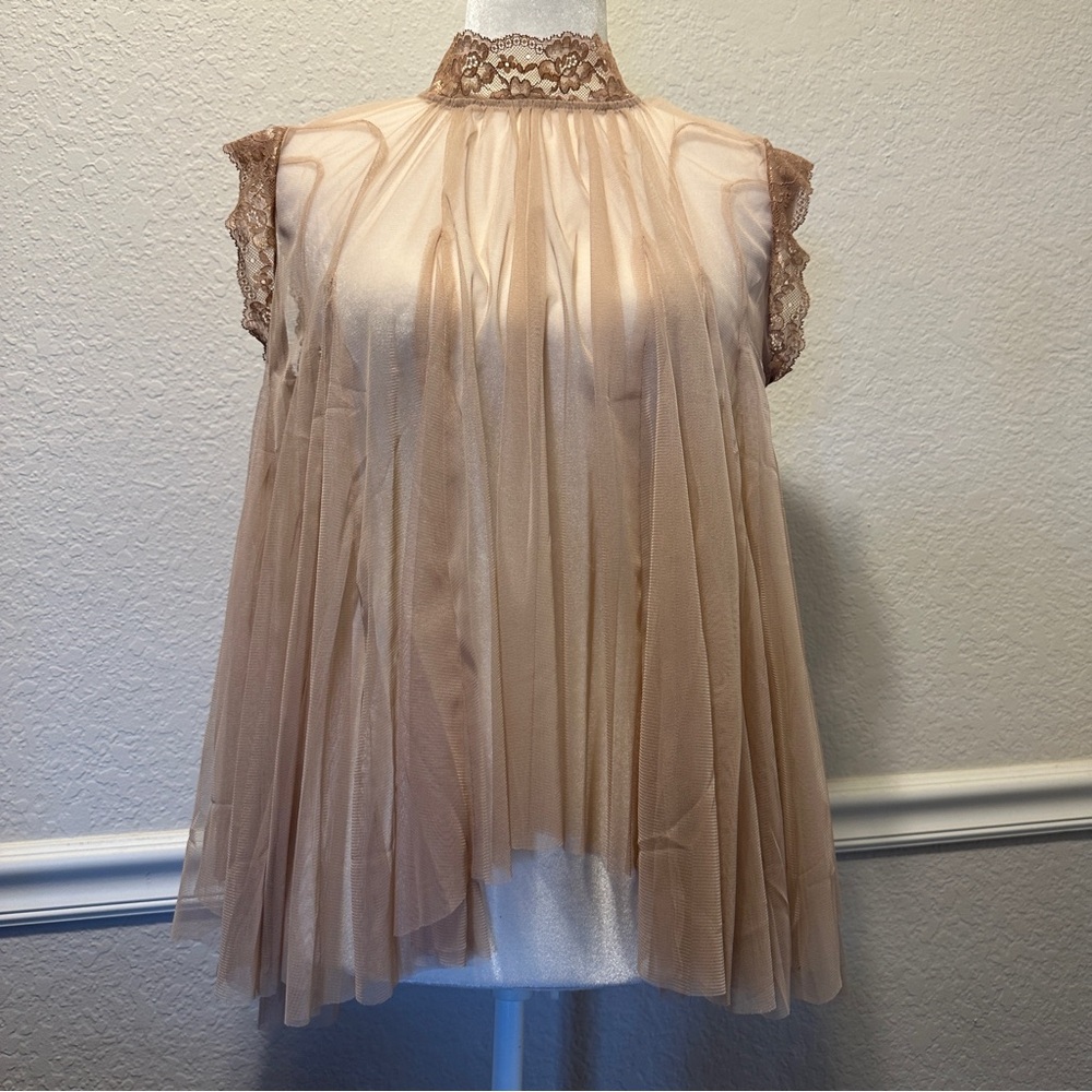 Anthropologie Cream and Brown Blouse
